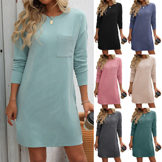 Pocketed daily wear casual mini dress 3098