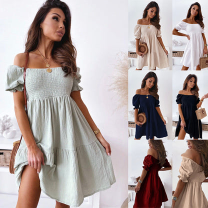 Ruffled sleeve off-shoulder honeycomb mini dress 3115