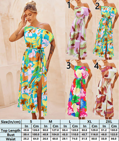 Abstract Print Asymmetrical Dress 3009