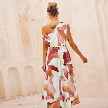 Abstract Print Asymmetrical Dress 3009