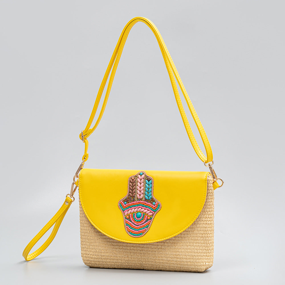 Artisanal Beaded Crossbody Bag 2881 Yellow