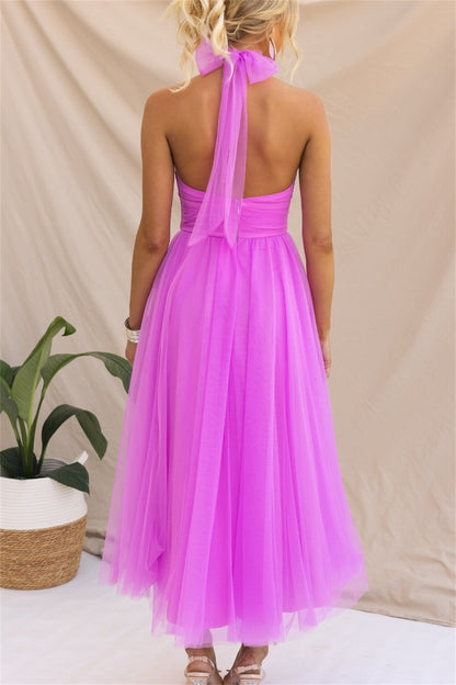 Back Bow Dress Tie Full-Length Tulle Dress 3002