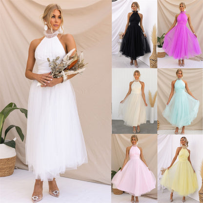 Back Bow Dress Tie Full-Length Tulle Dress 3002 Mix Color