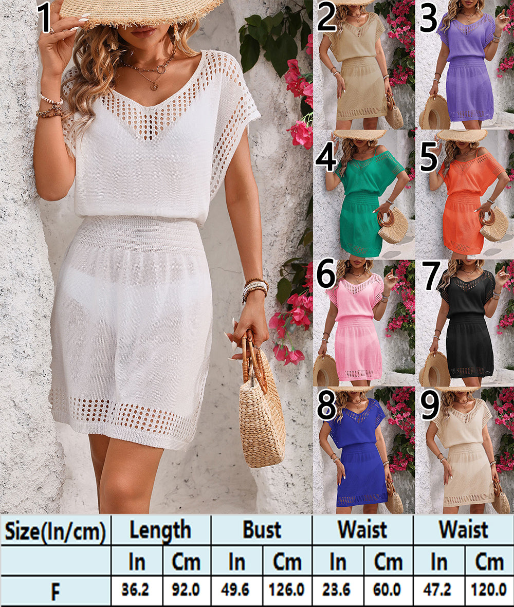 Beach Day Essential Crochet Patterned cover up Dress 3013