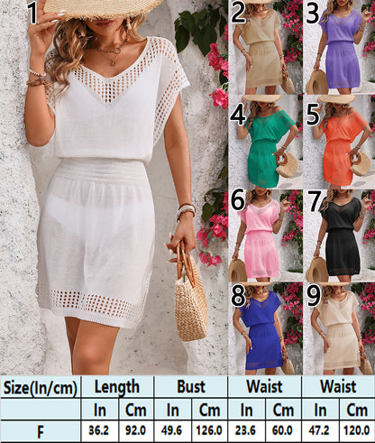 Beach Day Essential Crochet Patterned cover up Dress 3013