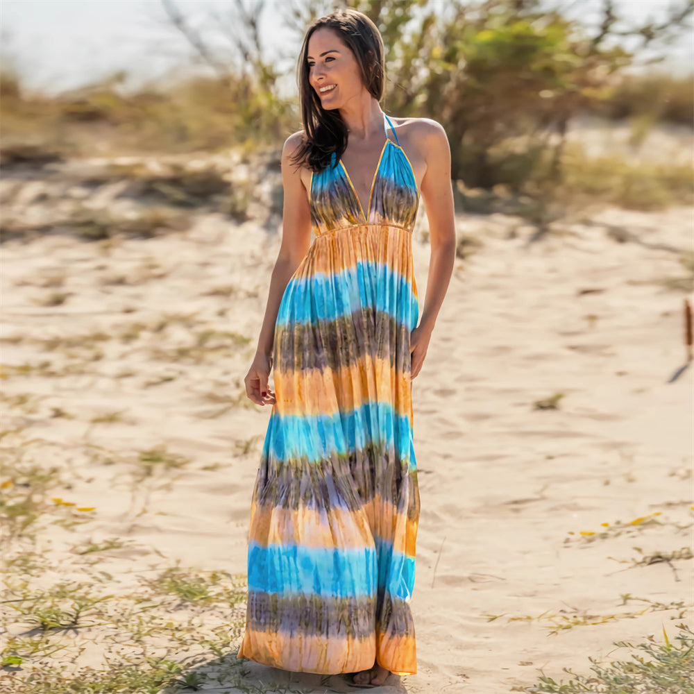 Beachside Harmony Striped Dress 2991 Baby blue