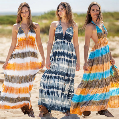 Beachside Harmony Striped Dress 2991 Mix Color