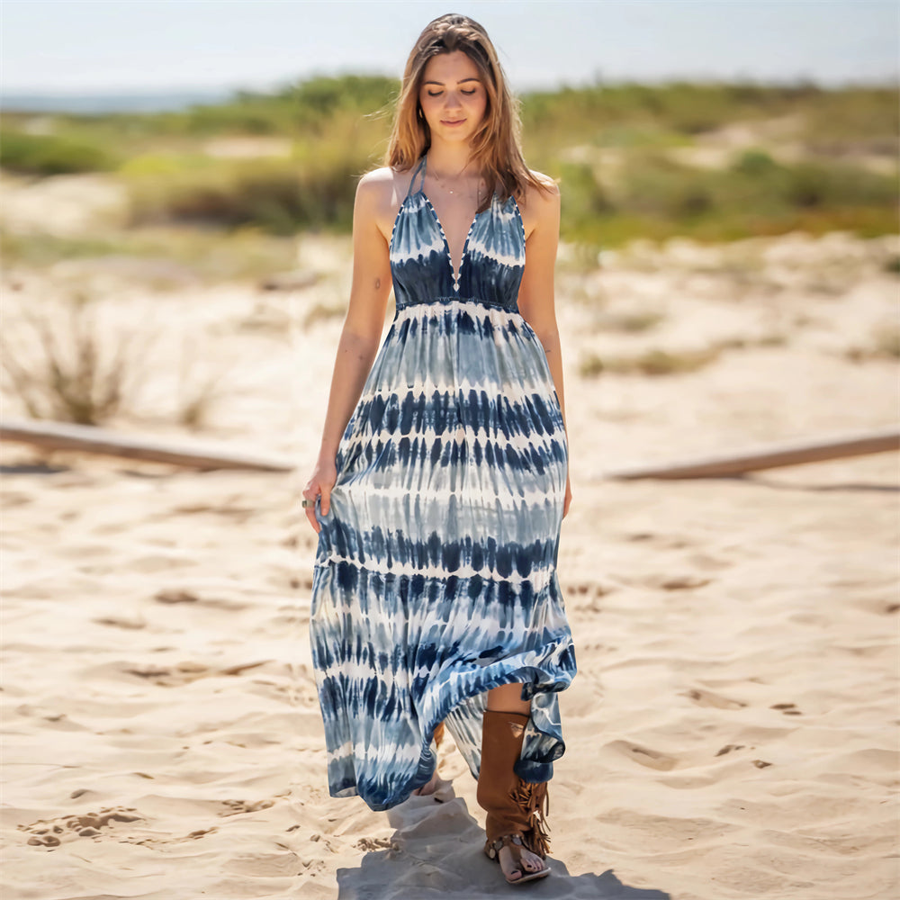 Beachside Harmony Striped Dress 2991 Blue