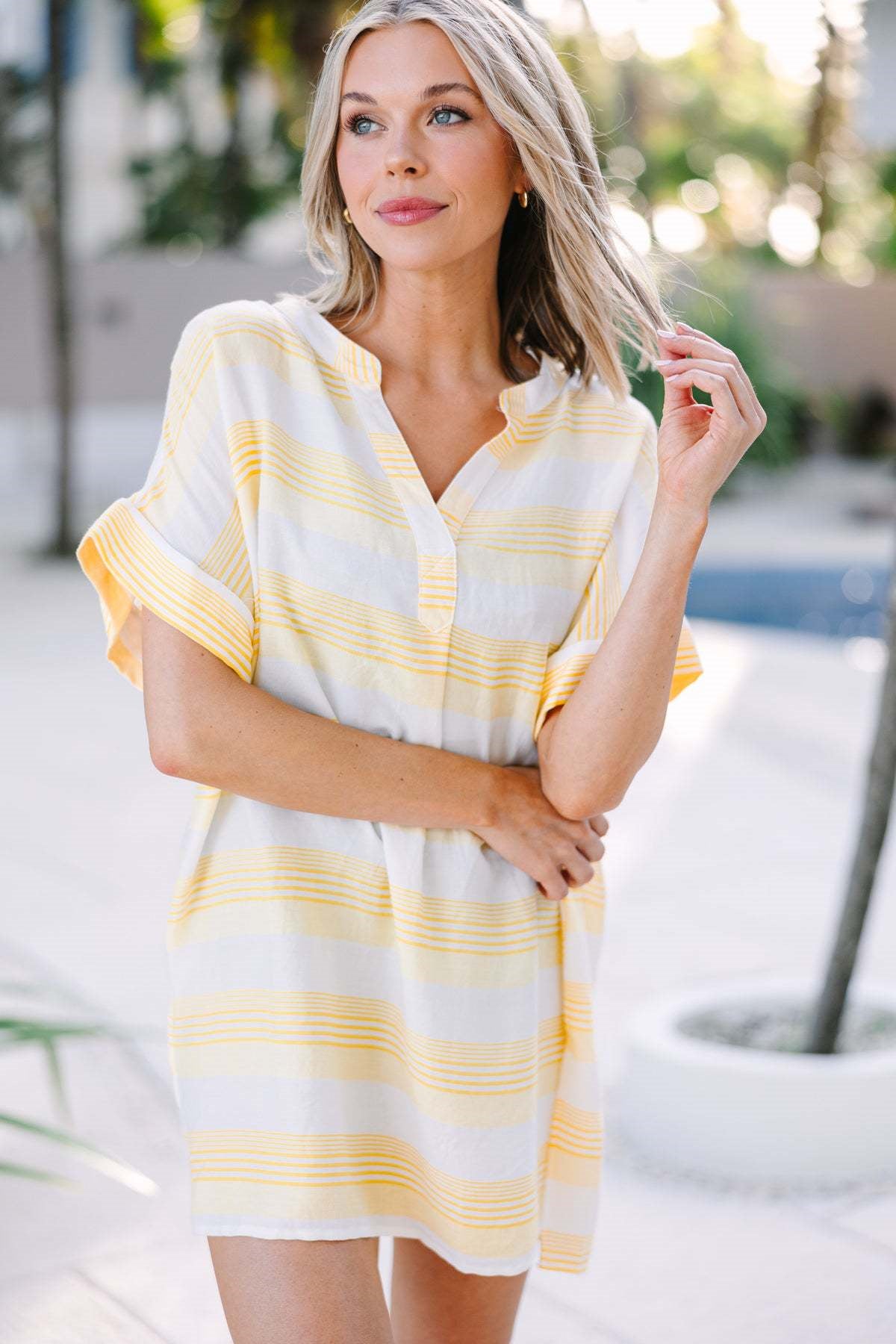 Beachside Lightweight Breeze Striped Blouse 2761 Yellow