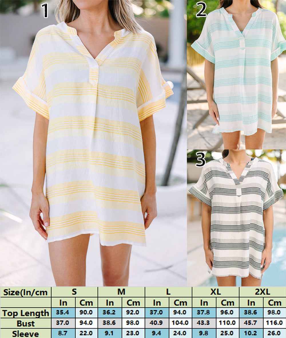 Beachside Lightweight Breeze Striped Blouse 2761