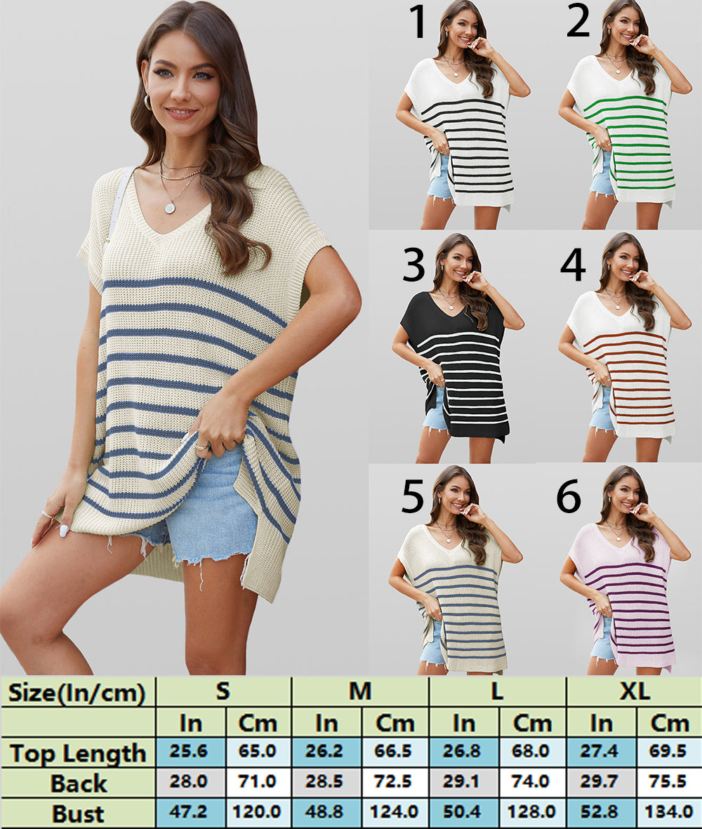 Beachside Stripes Oversized Knit Pullover 2789