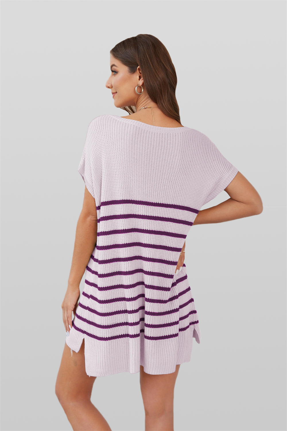 Beachside Stripes Oversized Knit Pullover 2789