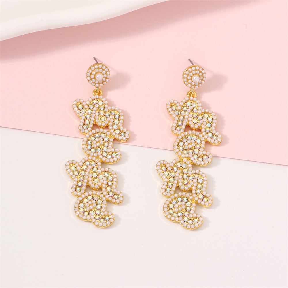 Beaded Love Letter MaMa Drop Earrings 2813