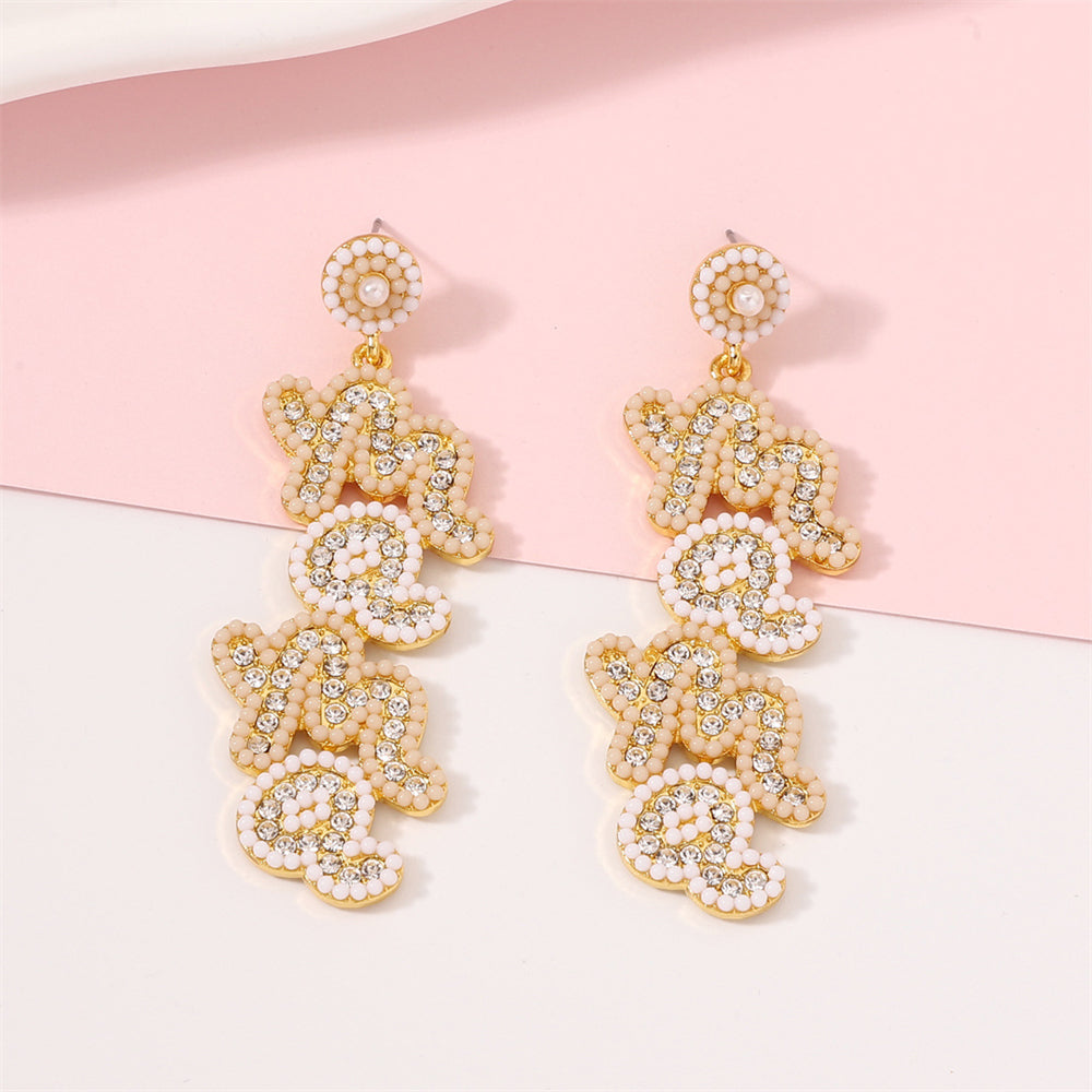 Beaded Love Letter MaMa Drop Earrings 2813