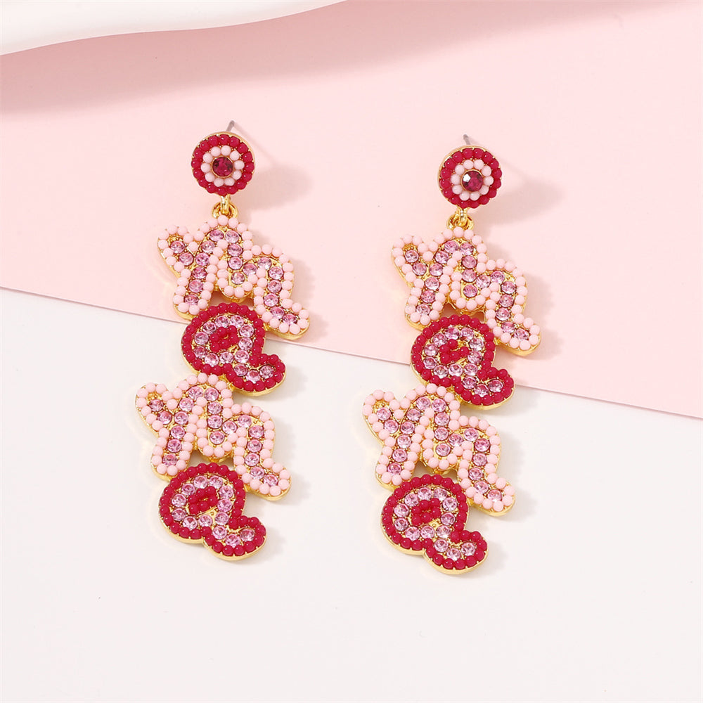 Beaded Love Letter MaMa Drop Earrings 2813