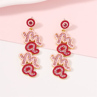 Beaded Love Letter MaMa Drop Earrings 2813