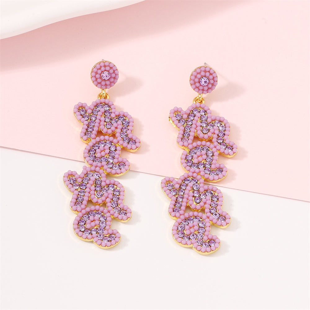 Beaded Love Letter MaMa Drop Earrings 2813