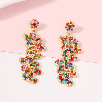 Beaded Love Letter MaMa Drop Earrings 2813