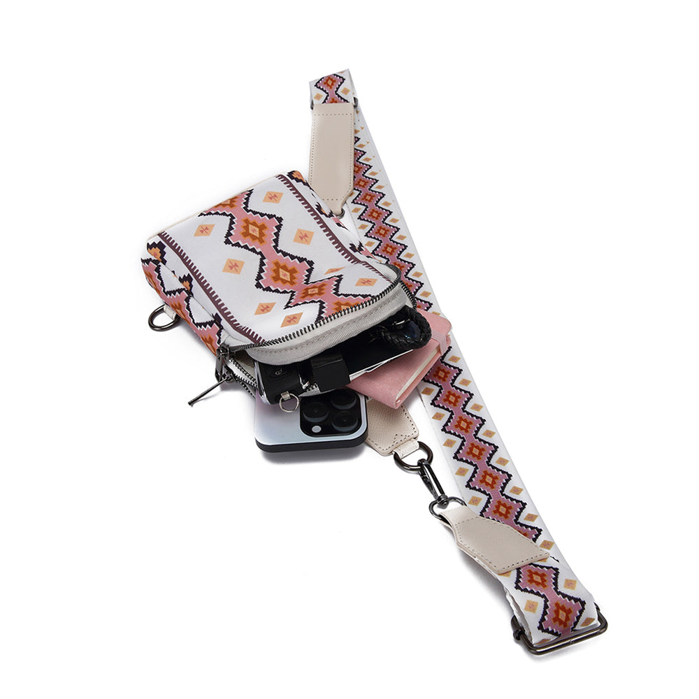 Bohemian Geometric Patterned Crossbody Sling Bag 2797