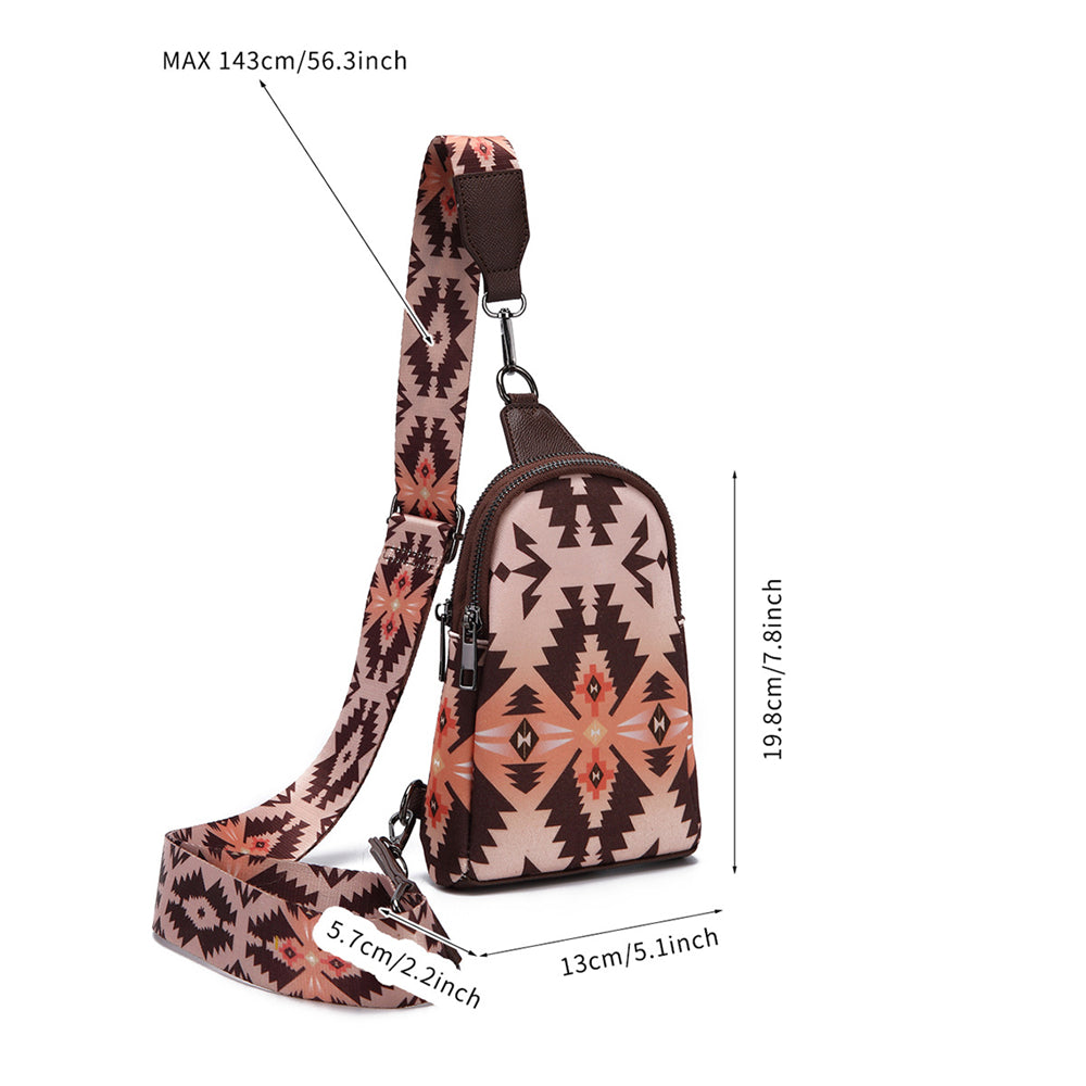 Bohemian Geometric Patterned Crossbody Sling Bag 2797