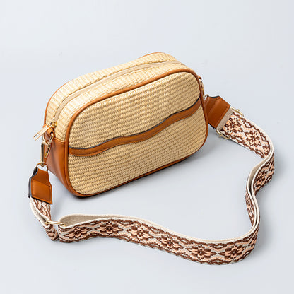 Bohemian Inspired Woven Crossbody Bag 2883 Apricot