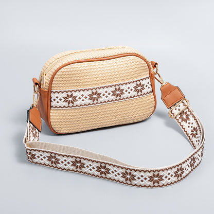 Bohemian Inspired Woven Crossbody Bag 2883 Brown