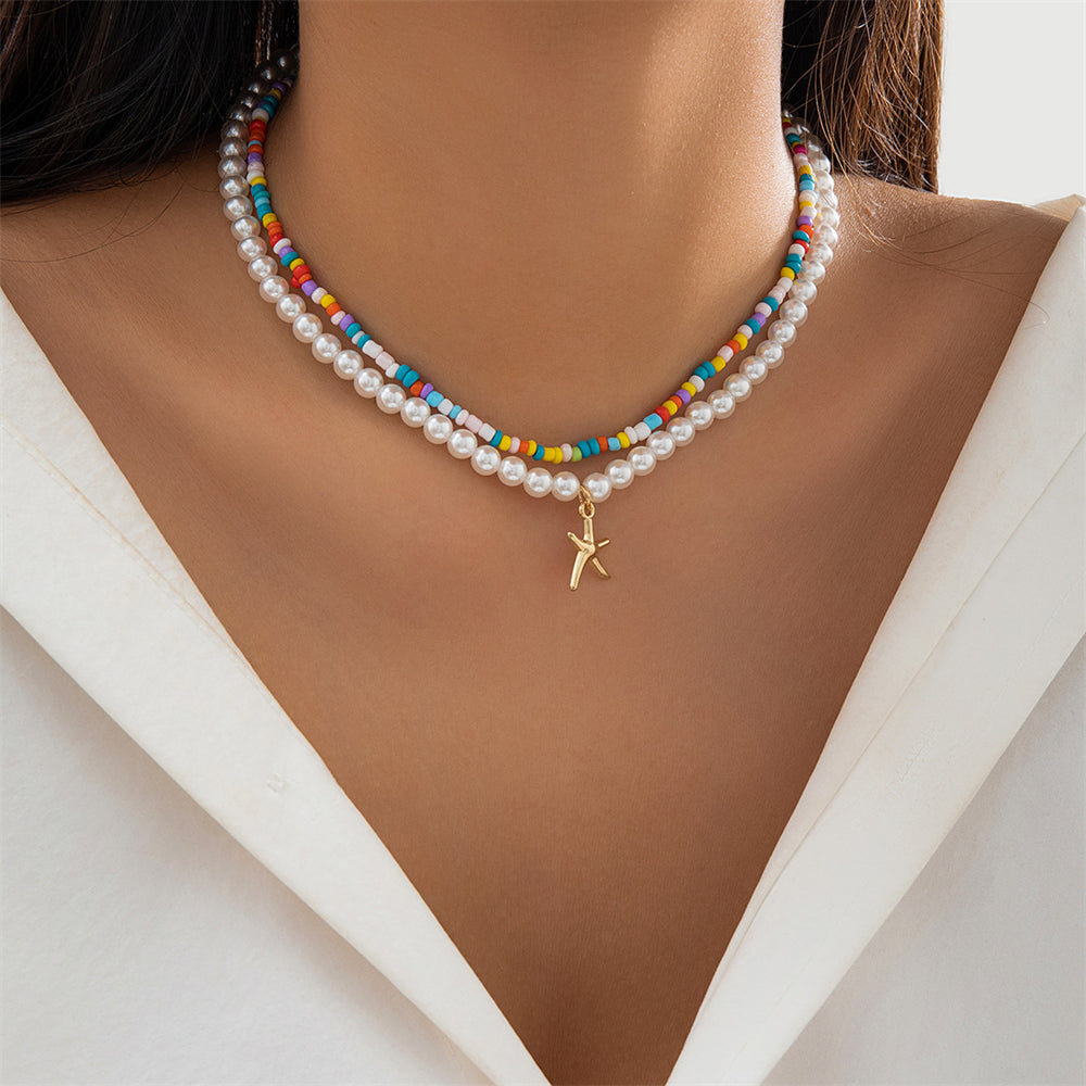 Bohemian Layered Pearl Strand Necklace 3030 #8