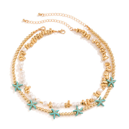 Bohemian Layered Pearl Strand Necklace 3030