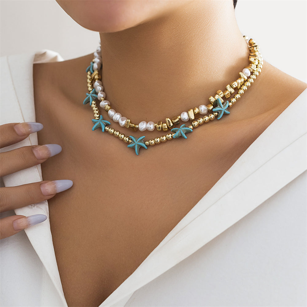 Bohemian Layered Pearl Strand Necklace 3030 #6