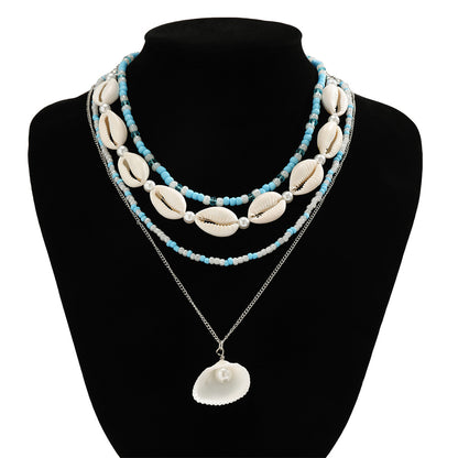 Bohemian Layered Shell Pendant Necklace 3032