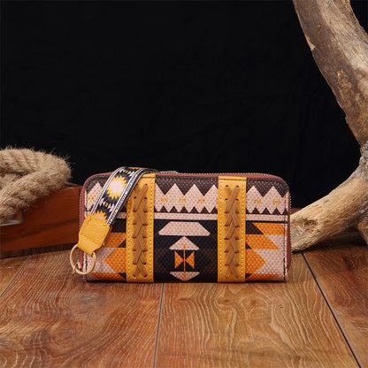 Bohemian Patterned Wallet with Zipper 2795 Yellow