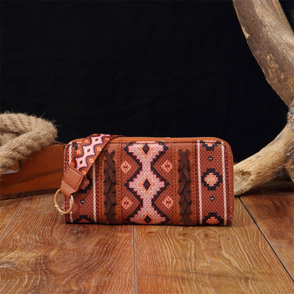 Bohemian Patterned Wallet with Zipper 2795 Coffee