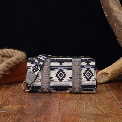 Bohemian Patterned Wallet with Zipper 2795 Grey