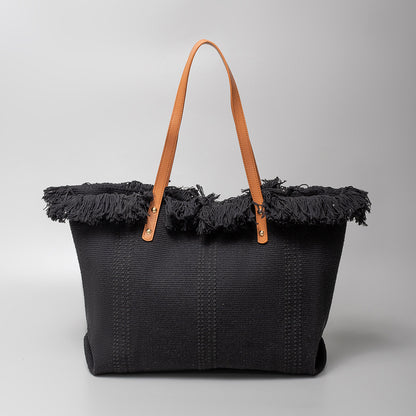 Bohemian Woven Tote Bag 2918 Black