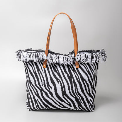 Bohemian Woven Tote Bag 2918 Zebra