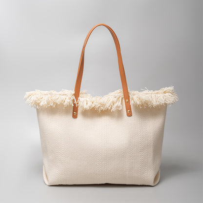 Bohemian Woven Tote Bag 2918 White