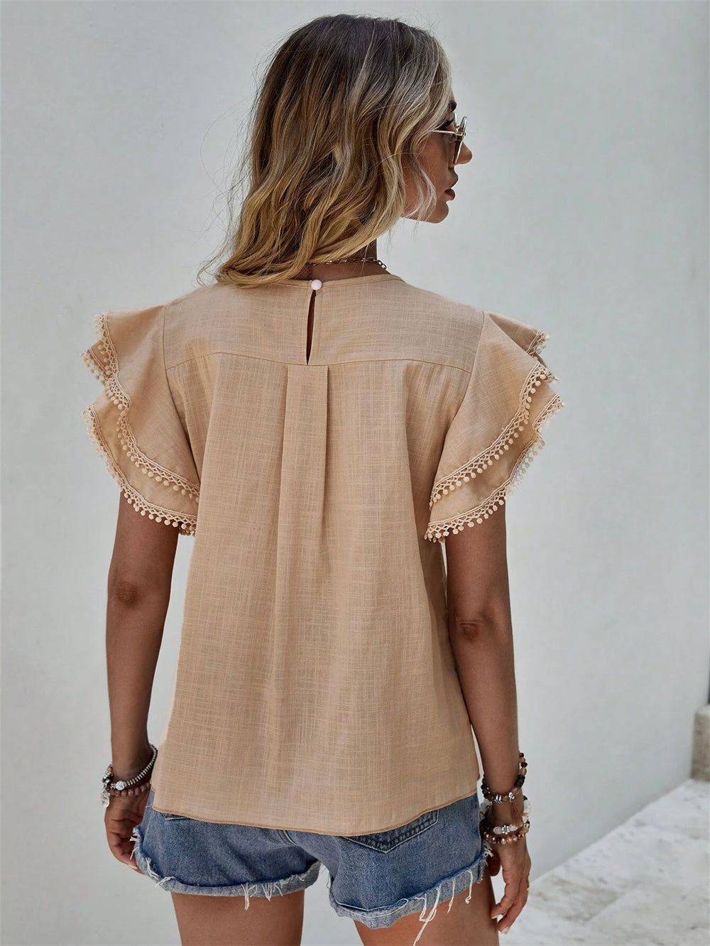 Boho Chic Layered Ruffled Sleeve Top 2809