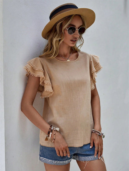 Boho Chic Layered Ruffled Sleeve Top 2809