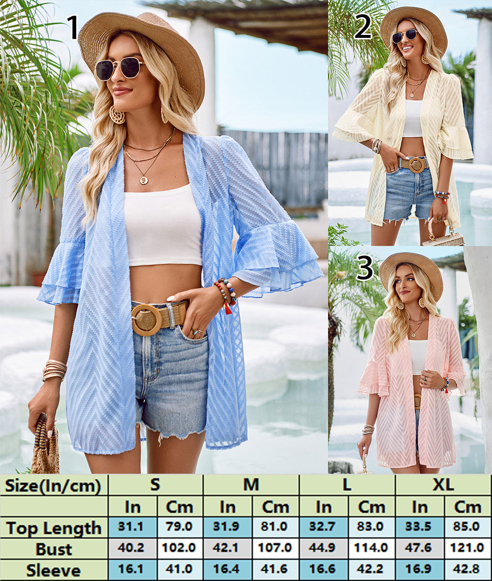 Boho Chic Layered Sleeve Lightweight Kimono 2801