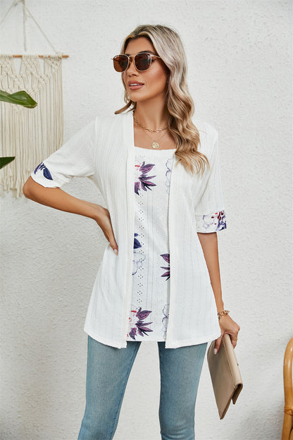 Boho Chic Patterned Layered Textured Top 2806