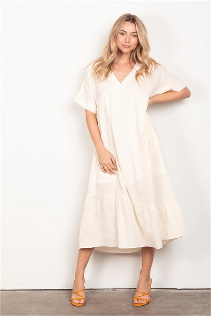 Boho-Inspired Pockets Dress 2917 White