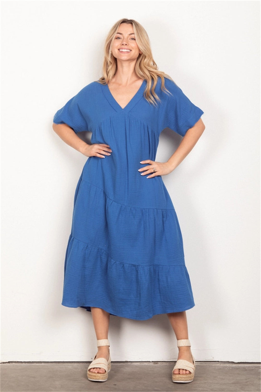 Boho-Inspired Pockets Dress 2917 Blue