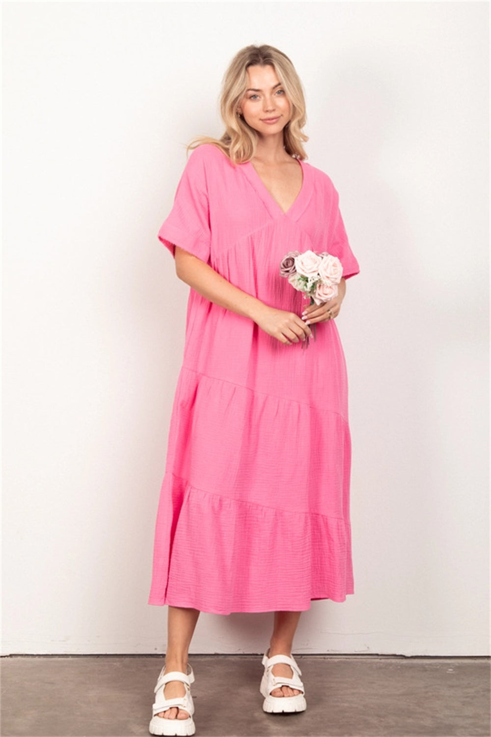 Boho-Inspired Pockets Dress 2917 Pink