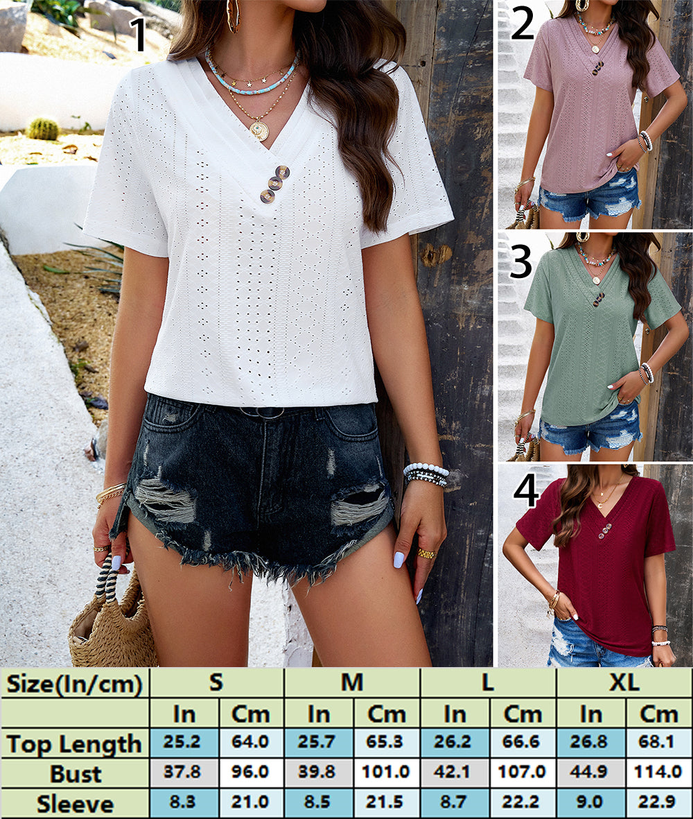 Boho Short Sleeve Eyelet Top 2956