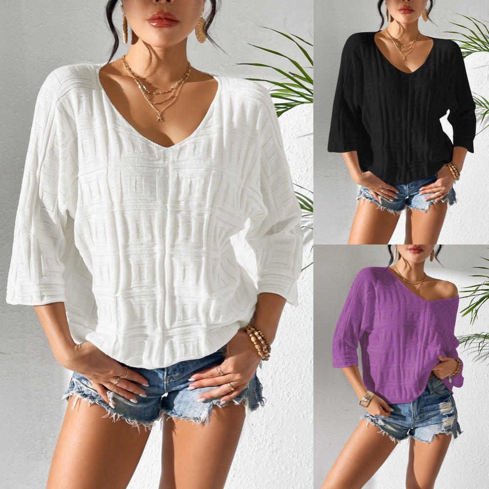 Boho Summer Blouse with V-Neck 2876 Mix Color