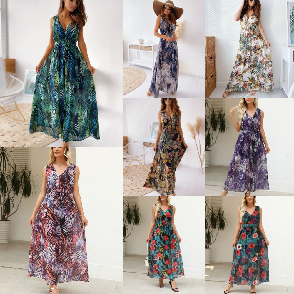 Botanic Garden Inspired Flowing Maxi Dress 1063