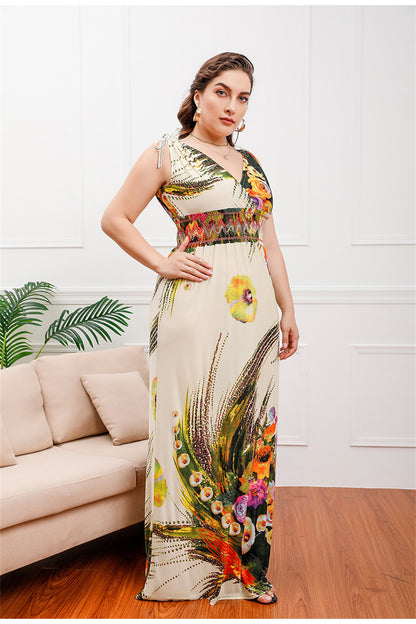 Botanical Beauty Flowing Dress 2979 Apricot