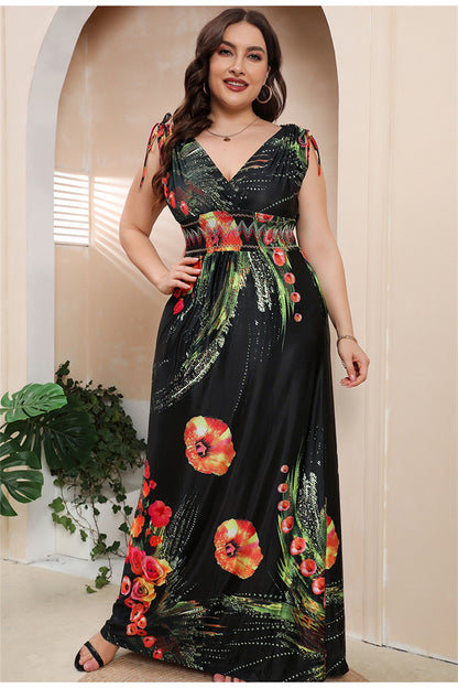 Botanical Beauty Flowing Dress 2979 Black