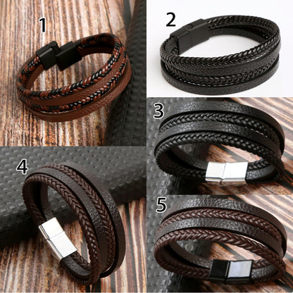 Braided Leather Bracelet with Magnetic Clasp 2802