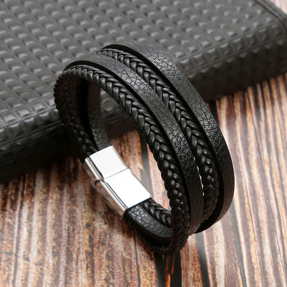 Braided Leather Bracelet with Magnetic Clasp 2802